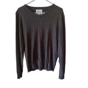 Cotton Cashmere Sweater St. John's Bay Charcoal V-Neck size M